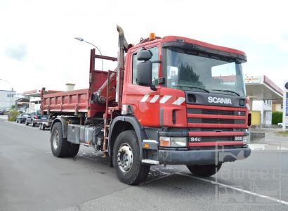 Scania 94 c 260 / 3 seitenkipper + Fassi Kran 110